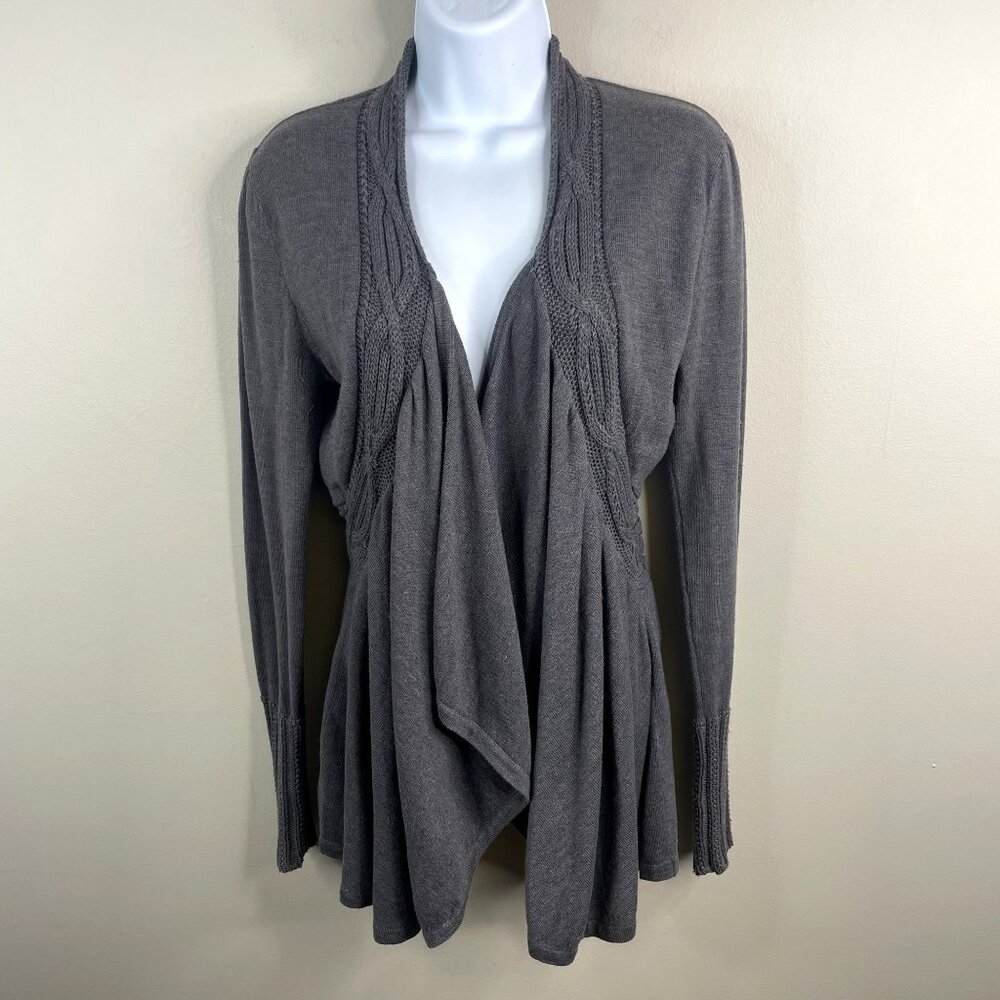 Vintage Y2K Long Line Cable Knit Cardigan‎ Sweater Small Elena Vampire Layering